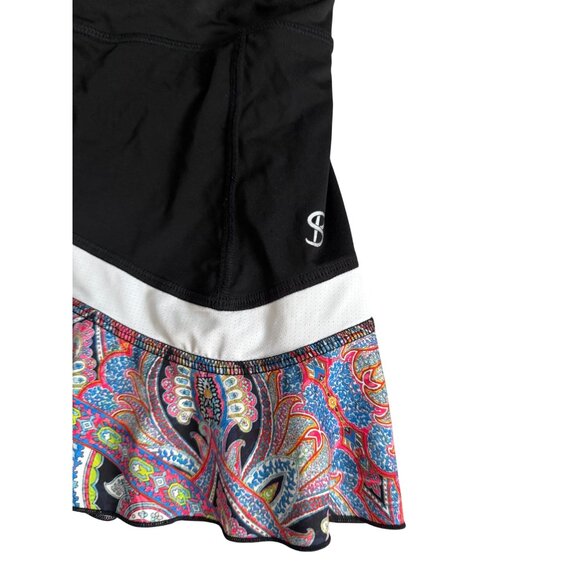 SOFIBELLA Black Ruffle Multicolor Paisley Tennis Pickleball Skort Size Large - Picture 9 of 10